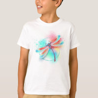 Red dragonfly on watercolor background