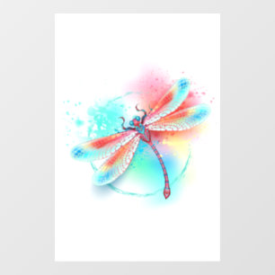 Red dragonfly on watercolor background window cling
