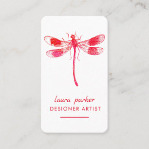 Red Dragonfly Retro Vintage Good luck Tattoo Business Card