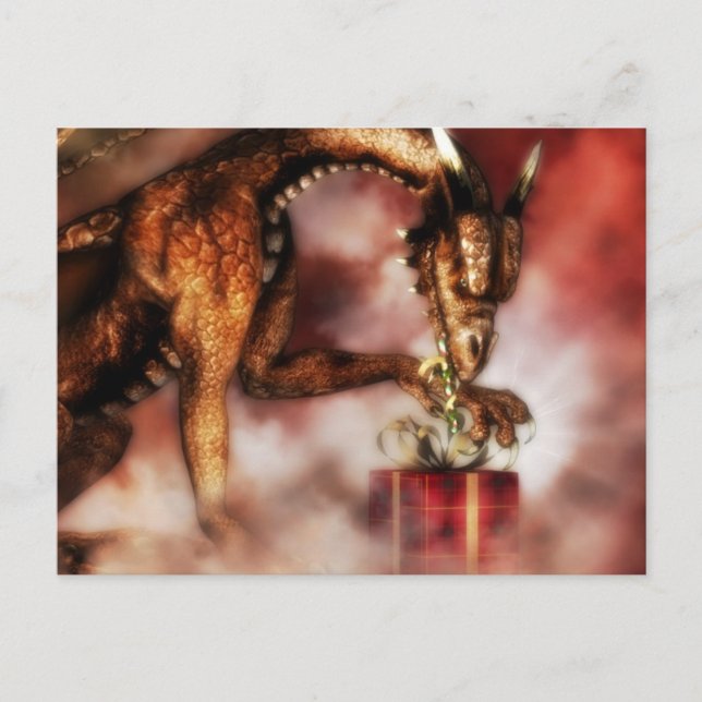 Red Dragons Christmas Holiday Postcard (Front)