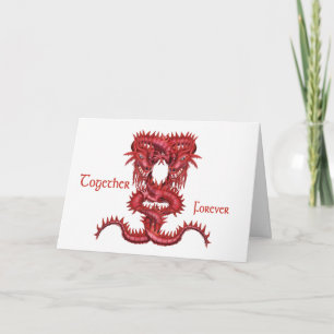 Red dragons entwined holiday card