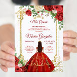 Red Dress and Rose Mexican Mis Quince 2 Invitation<br><div class="desc">Red Dress and Rose Mexican Mis Quince 2 Invitation
Mis Quince Anos,  15th Birthday, </div>