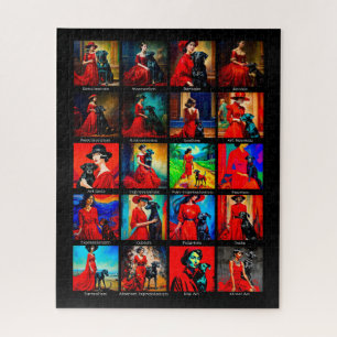 Red Dress Black Dog Art Movements Jigsaw Puzzle