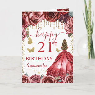 Red Dress Blonde haired Princess Birthday Card