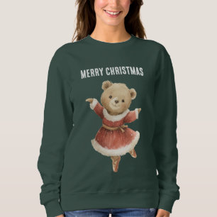 Red Dress Christmas Dancing Bear  Sweatshirt