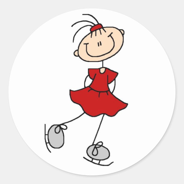Red Dress Figure Skater Tshirts and Gifts Classic Round Sticker (Front)