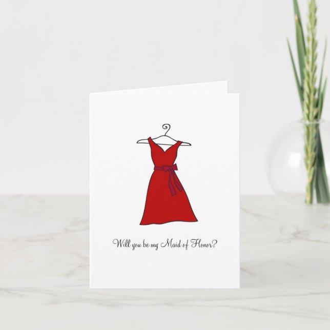 Red Dress, Will you be my Maid of Honour? Invitation (Front)