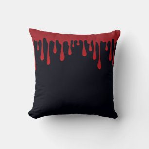Red Dripping Blood Drips Halloween Throw Pillow