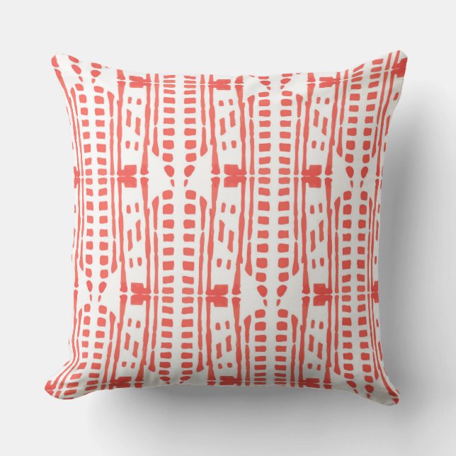 Red drops ethnic style throw pillow (Front)