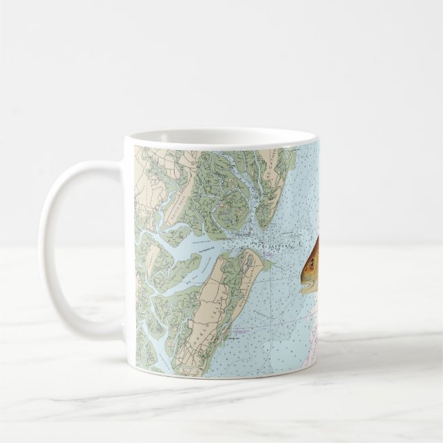 Red Drum on Tybee Island to Doboy Sound Chart Coffee Mug (Left)