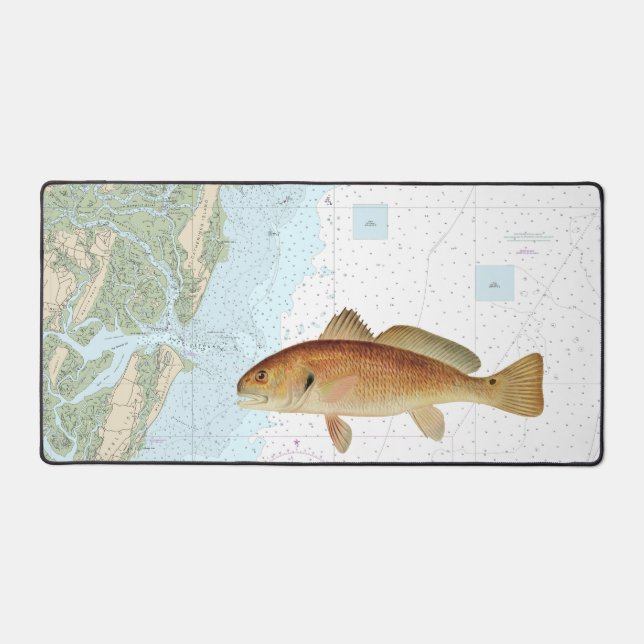 Red Drum on Tybee Island to Doboy Sound Chart Desk Mat (Front)
