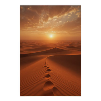 Red Dune Horizon – Sunlit Desert Path Poster