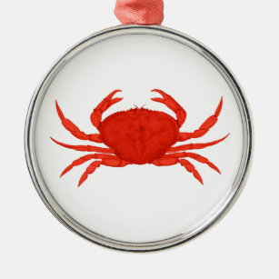 Red Dungeness Crab Logo Metal Ornament