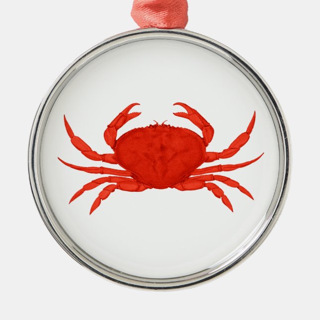 Red Dungeness Crab Logo Metal Ornament (Front)