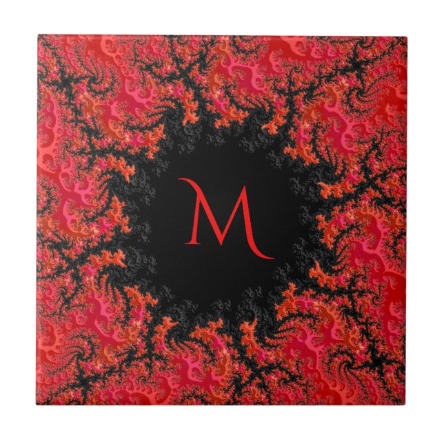 Red Dwarf Dynasty Fancy Fractal Abstract Monogram Tile (Front)
