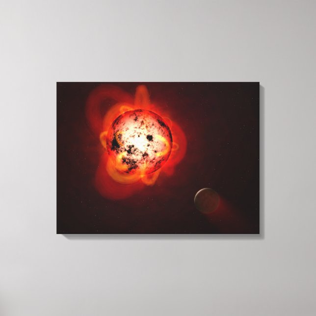 Red Dwarf Star Orbited By A Hypothetical Exoplanet Canvas Print (Front)