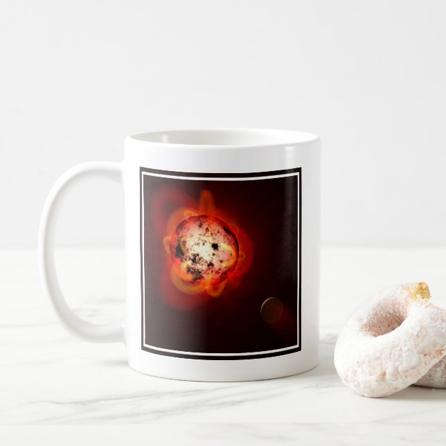 Red Dwarf Star Orbited By A Hypothetical Exoplanet Coffee Mug (With Donut)