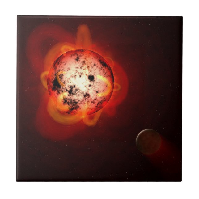 Red Dwarf Star Orbited By A Hypothetical Exoplanet Tile (Front)