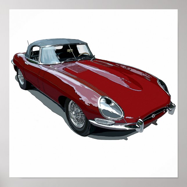 Red E Type Roadster Poster (Front)