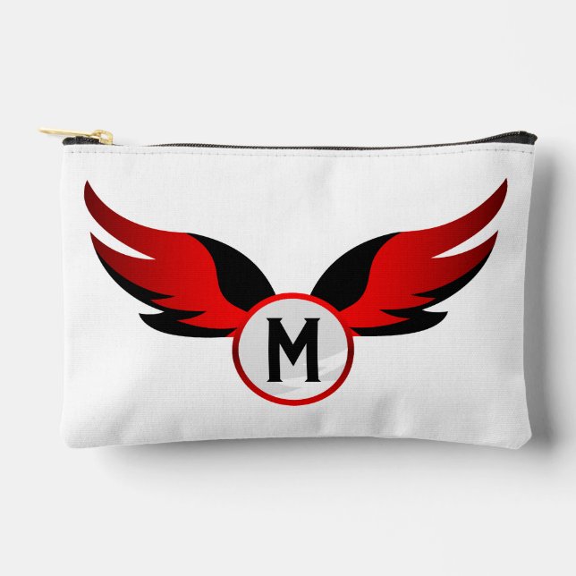 Red Eagle Winged with Personalized Name Accessory Pouch (Front)