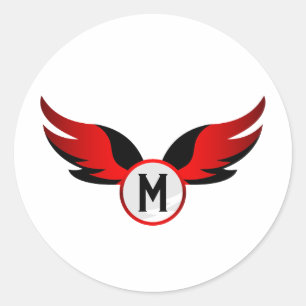 Red Eagle Winged with Personalized Name Classic Round Sticker