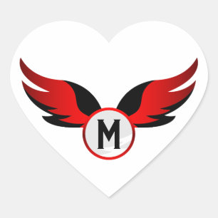 Red Eagle Winged with Personalized Name Heart Sticker