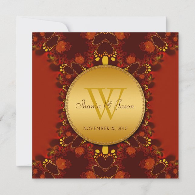 Red Earth Tribal Hearts Wedding Invitations (Front)