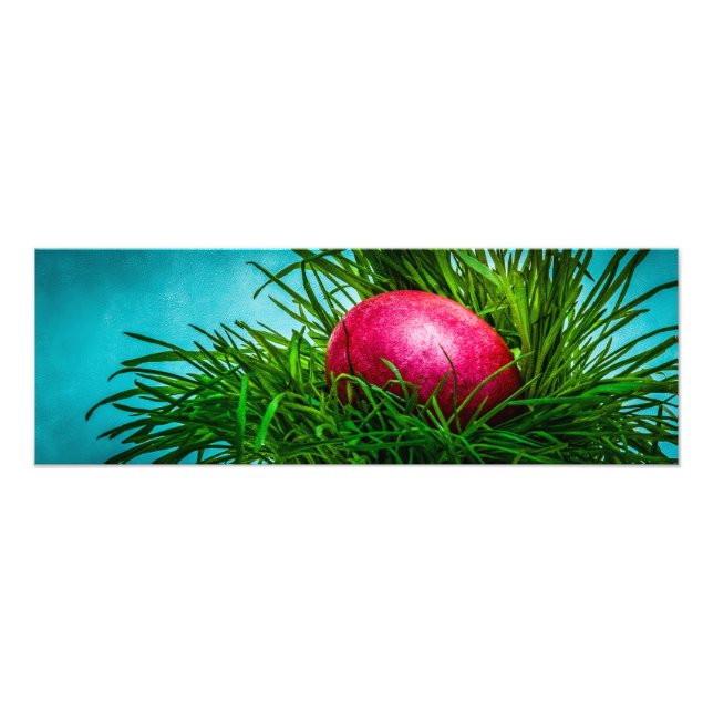 Red Easter egg in the grass Photo Print (Front)