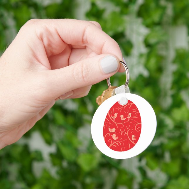 Red Easter Egg with Birds Pattern Keychain (Creator Uploaded)
