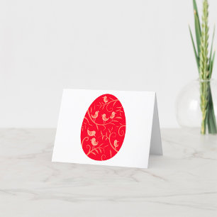 Red Easter Egg with Birds Pattern Thank You Card