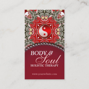 Red Eastern Batik Nouvel âge Yin Yang Carte de vis