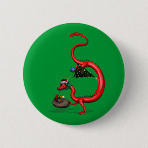 Red Eastern Dragon 2 Inch Round Button