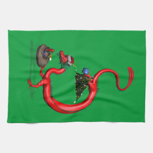 Red Eastern Dragon Kitchen Towel