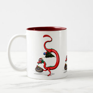 Red Eastern Dragon Two-Tone Coffee Mug