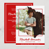 Red Edgy Abstract Torn Photo Graduation Invitation