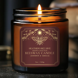 Red Editable Witchy Tarot Honeybee Candle Label