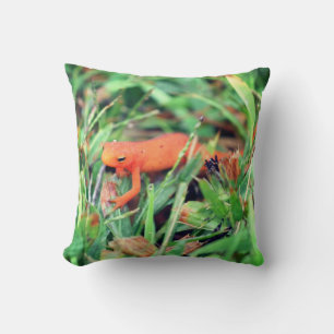 Red Eft Orange Salamander Nature 1  Throw Pillow