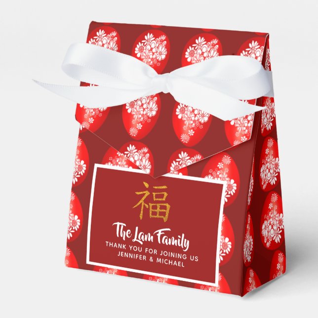 Red Egg Ginger Fu Party Favour Boxes Personalized (Front Side)