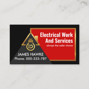 Red Electric Circuit Wire Frame Bulb Business Card