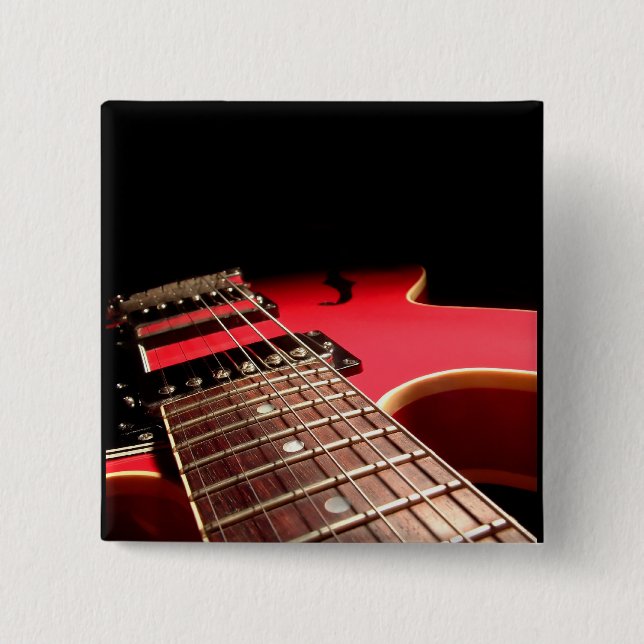Red Electric Guitar 2 Inch Square Button (Front)