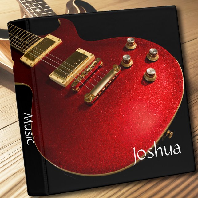 Red Electric Guitar Organizer Music Lessons Chords Binder (Guitar lessons binder)