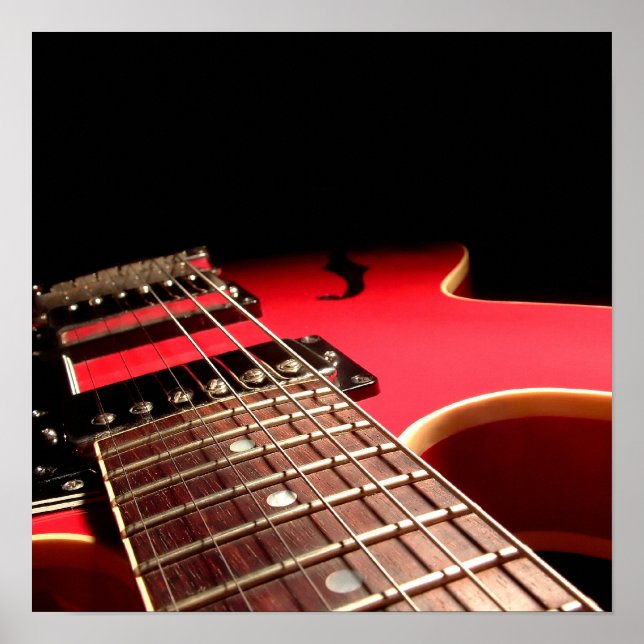 Red Electric Guitar Photo - PERSONALIZE Poster (Front)