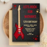 Red Electric Guitar Rockstar Birthday Party Invite<br><div class="desc">Celebrate your little rock star's birthday party with this cool invitation featuring a beautiful electric guitar against a chalkboard background. Simply add your event details on this easy-to-use template to make it a one-of-a-kind invitation. Flip the card over to reveal a red and beige starburst pattern on the back of...</div>