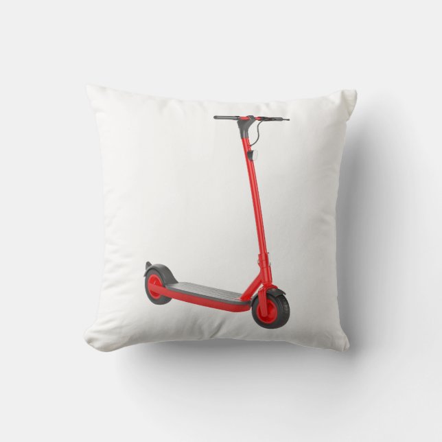 Red electric scooter throw pillow (Front)