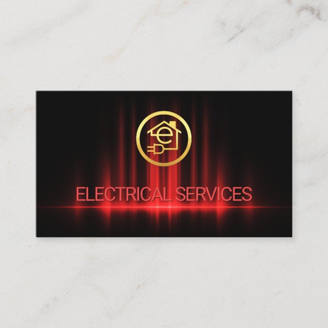 Red Electrical Wave Electrician Repairs Business Card (Front)
