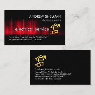 Red Electrical Wave Pulse Electrician Business Card