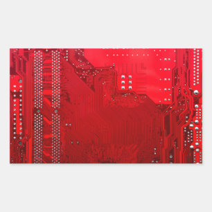 red electronic circuit motherboard pattern texture sticker