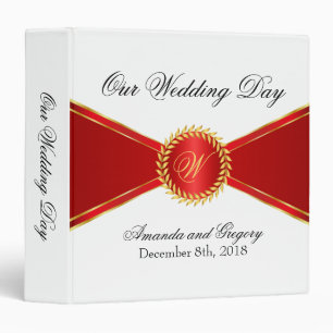 Red Elegance Monogram Binder