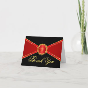 Red Elegance Monogram Thank You