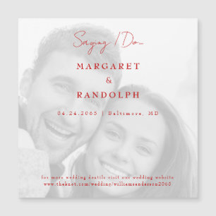 Red Elegance Wedding Photo Save the Date Magnet
